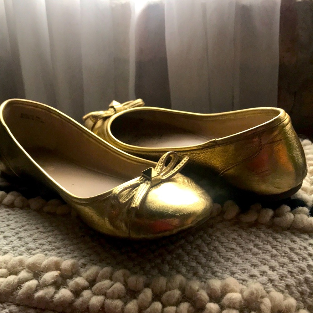 Kate Spade Gold Metallic Flats Size 9 wide